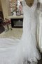 Robe de mariée sexy naturel de col en v avec décoration dentelle avec zip - photo 2