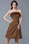 Robe demoiselle d'honneur courte naturel de fourreau de bustier en taffetas - photo 4