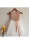 Robe de cortège enfant plissé brillant au niveau de genou ceinture en tulle - photo 1