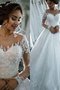 Robe de mariée avec perle à la mode de col bateau encolure ronde naturel - photo 1