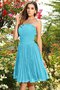 Robe demoiselle d'honneur bref plissage en chiffon manche nulle au niveau de genou - photo 3