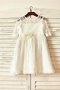 Robe de cortège enfant naturel avec zip encolure ronde avec décoration dentelle ligne a - photo 2