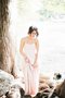 Robe de mariée avec gradins manche nulle en plage avec zip avec perle - photo 1
