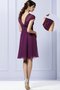 Robe demoiselle d'honneur ligne a au niveau de genou avec chiffon manche nulle - photo 2