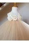 Robe de cortège enfant en tulle de lotus avec fleurs avec décoration dentelle de dos nu - photo 1