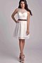 Robe de graduation bref en dentelle manche nulle ceinture en étoffe col u profond - photo 1