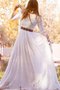 Robe de mariée classique plissage avec zip de col bateau de traîne courte - photo 1