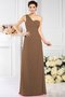 Robe demoiselle d'honneur longue plissé de princesse avec chiffon d'épaule asymétrique - photo 2