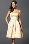 Robe demoiselle d'honneur naturel courte fermeutre eclair ligne a en satin - photo 6