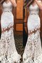 Robe de bal naturel de sirène de traîne courte col u profond avec décoration dentelle - photo 1