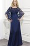 Robe de bal longue modeste longueur au ras du sol appliques col en bateau - photo 1