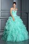 Robe de quinceanera longue de col en cœur cordon en organza manche nulle - photo 1