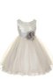 Robe de cortège enfant textile en tulle avec zip a-ligne en tissu pailleté manche nulle - photo 1