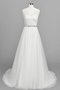 Robe de mariée naturel plissé de traîne moyenne v encolure textile en tulle - photo 1