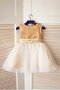 Robe de cortège enfant naturel de princesse en tissu pailleté a-ligne avec fleurs - photo 2