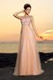 Robe de bal longue avec chiffon col en bateau a-ligne manche nulle - photo 1