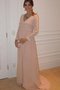 Robe demoiselle d'honneur de col en v avec nœud manche nulle en chiffon a-ligne - photo 2