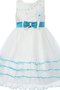 Robe de cortège enfant de longueur à genou en tulle manche nulle col u profond a-ligne - photo 1