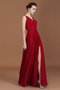 Robe demoiselle d'honneur jusqu'au sol v encolure avec sans manches brillant avec chiffon - photo 1