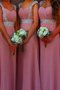 Robe demoiselle d'honneur de princesse avec chiffon de col en cœur a-ligne avec perle - photo 1