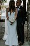 Robe de mariée en satin de lotus de fourreau de traîne courte fabuleux - photo 1