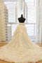 Robe de mariée naturel de traîne moyenne en organza avec perle cordon - photo 2