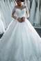 Robe de mariée avec perle à la mode de col bateau encolure ronde naturel - photo 4
