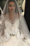 Robe de mariée textile en tulle col u profond plus récent avec manche longue naturel - photo 2