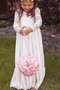 Robe de cortège enfant naturel avec fleurs a-ligne orné de nœud à boucle de princesse - photo 1