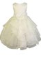 Robe de cortège enfant en satin avec nœud avec fleurs textile en tulle manche nulle - photo 1