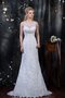 Robe de mariée naturel avec perle collant manche nulle decoration en fleur - photo 1