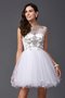 Robe de bal courte avec perle de tour de ceinture empire ligne a de princesse - photo 3