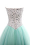 Robe de quinceanera avec cristal en forme dans l'eglise en satin élastique branle - photo 7