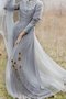 Robe demoiselle d'honneur discrete romantique textile en tulle avec perle ceinture - photo 1