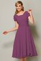 Robe demoiselle d'honneur bref col en bateau de lotus fermeutre eclair avec manche courte - photo 5