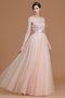 Robe demoiselle d'honneur naturel manche nulle fermeutre eclair col en bateau en tulle - photo 6