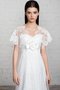 Robe de mariée simple de traîne courte v encolure avec ruban avec fleurs - photo 2
