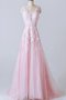 Robe de bal appliques v col profonde textile en tulle manche nulle a-ligne - photo 1