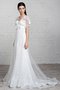 Robe de mariée simple de traîne courte v encolure avec ruban avec fleurs - photo 1
