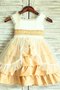 Robe de cortège enfant naturel avec fleurs en satin ligne a arrivée au mollet - photo 1