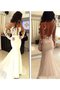 Robe de mariée naturel avec manche longue de sirène en satin decoration en fleur - photo 1