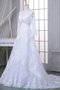 Robe de mariée naturel fermeutre eclair avec manche longue ligne a avec perle - photo 1