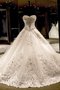 Robe de mariée decoration en fleur passionnant de col en cœur avec lacets manche nulle - photo 1