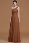 Robe demoiselle d'honneur naturel avec sans manches ligne a ruché d'épaule asymétrique - photo 10