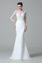 Robe de mariée longue en satin au niveau de cou de sirène avec manche longue - photo 1