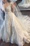 Robe de mariée naturel de traîne moyenne en tulle v encolure a-ligne - photo 2