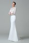 Robe de mariée longue en satin au niveau de cou de sirène avec manche longue - photo 6