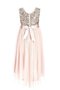 Robe de cortège enfant naturel avec zip avec chiffon en tissu pailleté col u profond - photo 2