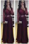 Robe de bal d'epaule ecrite avec manche longue avec perle en dentelle en chiffon - photo 1