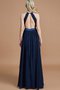Robe demoiselle d'honneur ruché de princesse jusqu'au sol avec sans manches avec chiffon - photo 35